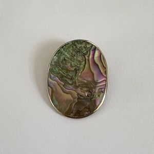 Vintage Abalone Shell Pendant Pin Alpaca Silver